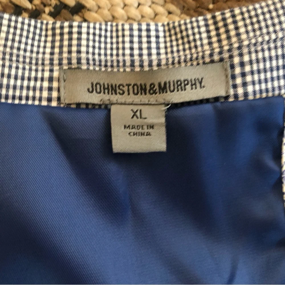 VINTAGE Johnson &Murphy Two-Bttn Sport Coat Suit Jacket Blazer Plaid Blue &Gray